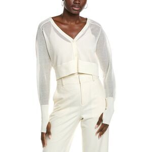 Kenneth Cole Womens  Sheer Saddle Shoulder Crop Cardigan, Brown